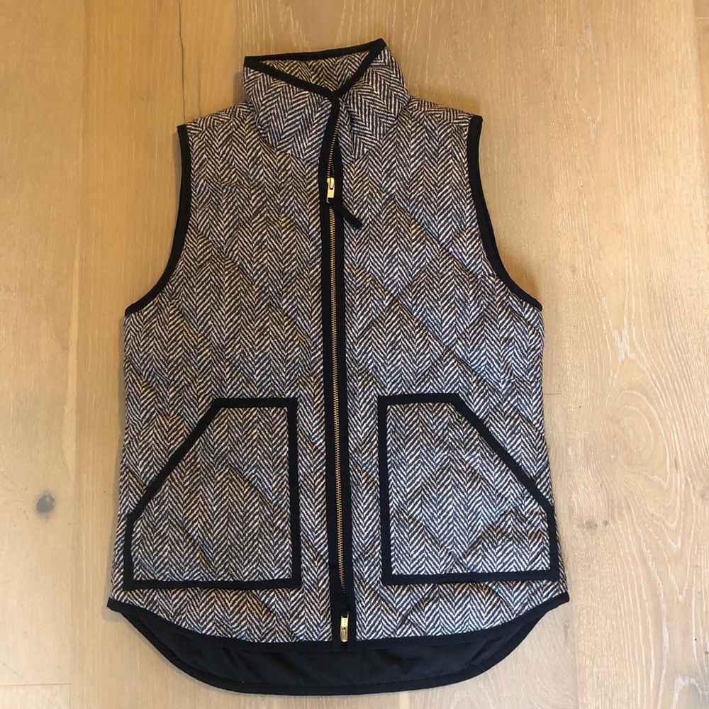 Herringbone black and white vest- J Crew